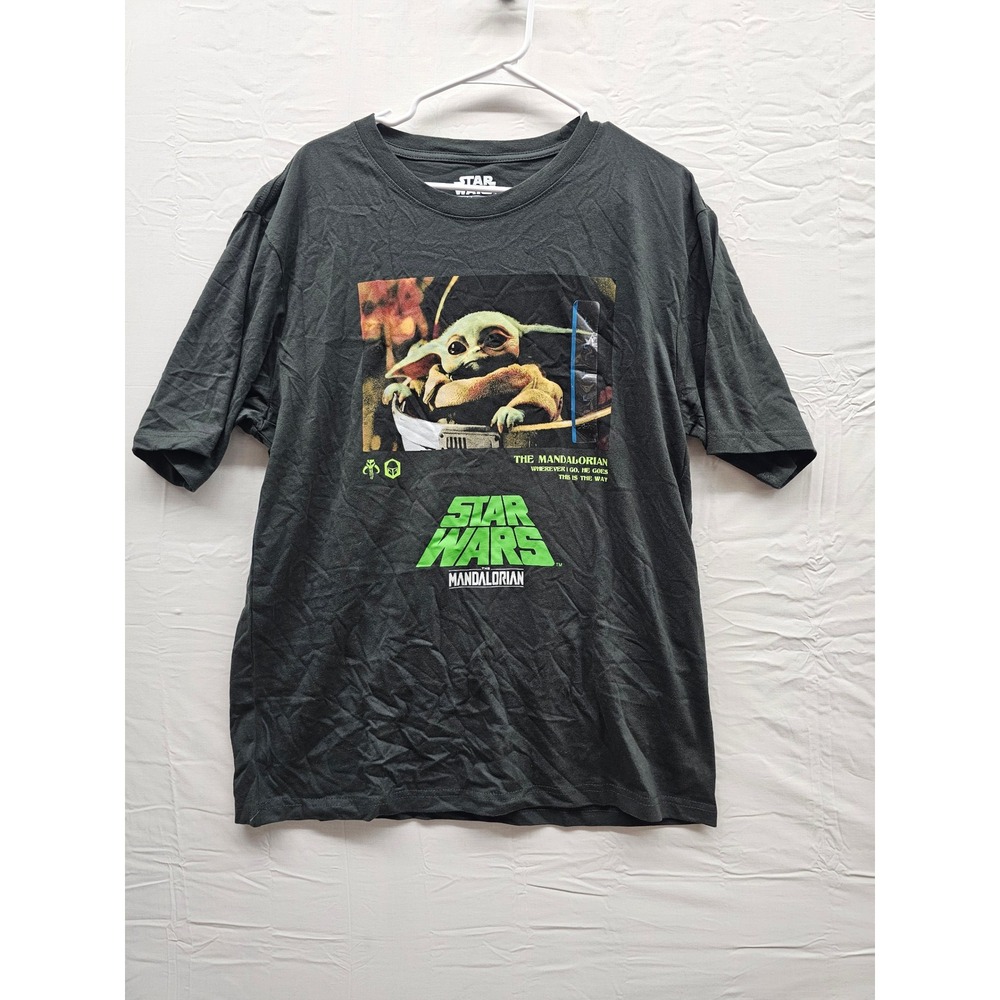 Mad Engine Mens The Mandalorian T-Shirt Black Cotton Casual Size Large